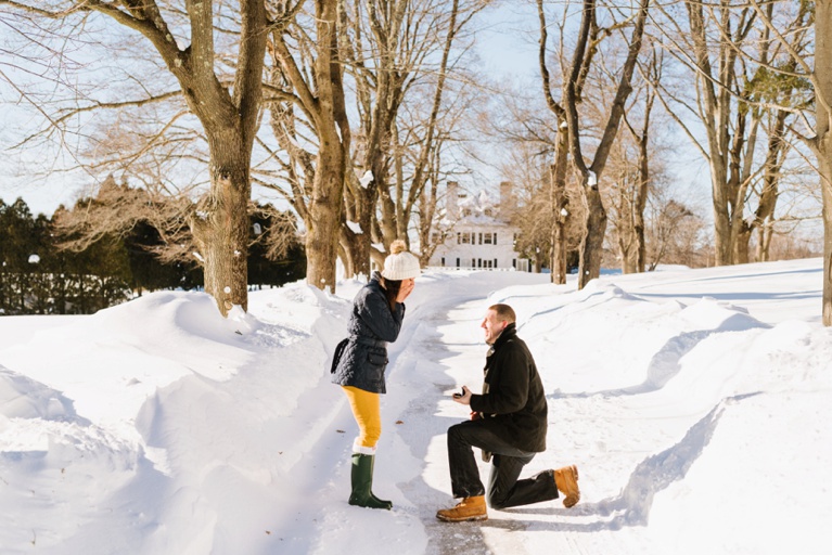 Romantic Winter Proposal Photos by Boston Wedding Photographer Annmarie Swift