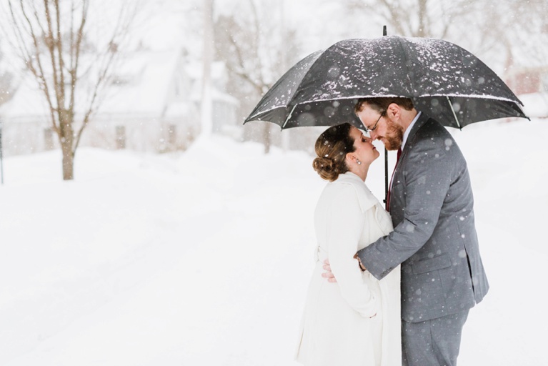 In-Home Valentines' Day Elopement & Snowy Winter Wedding Portraits by Boston Wedding Photographer Annmarie Swift