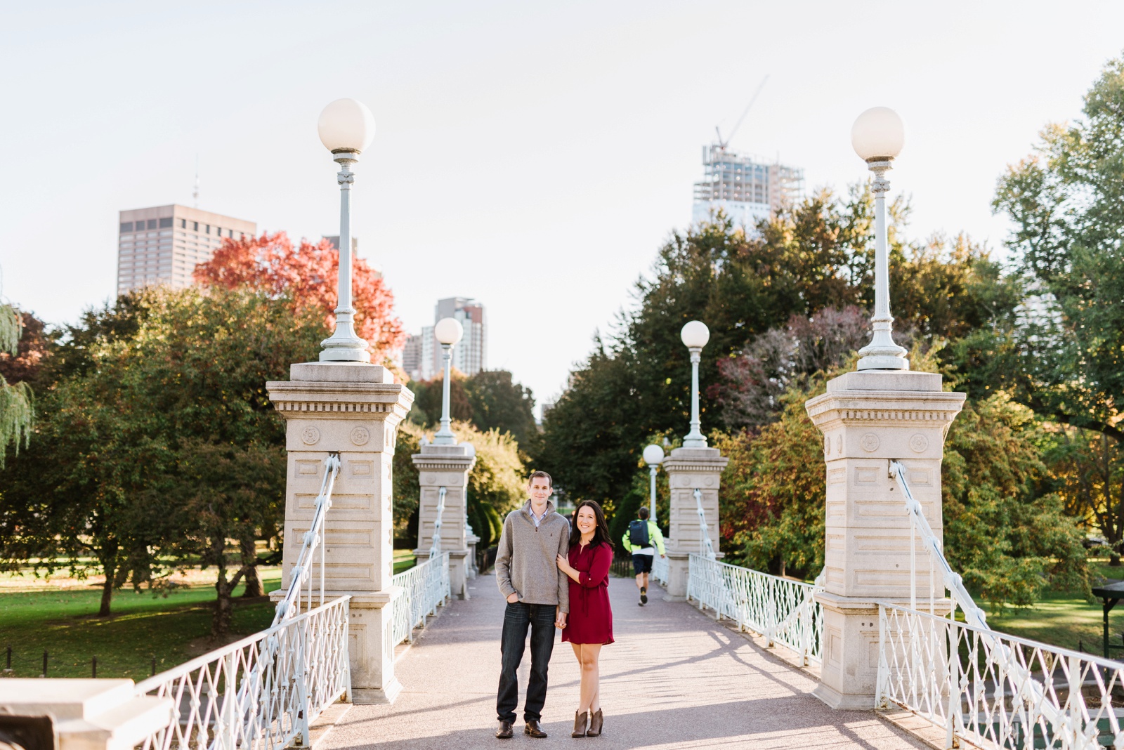 Classic Fall Boston Engagement Session at Piers Park in East Boston, Acorn St in Beacon Hill, Boston Public Garden by Wedding Photographer Annmarie Swift
