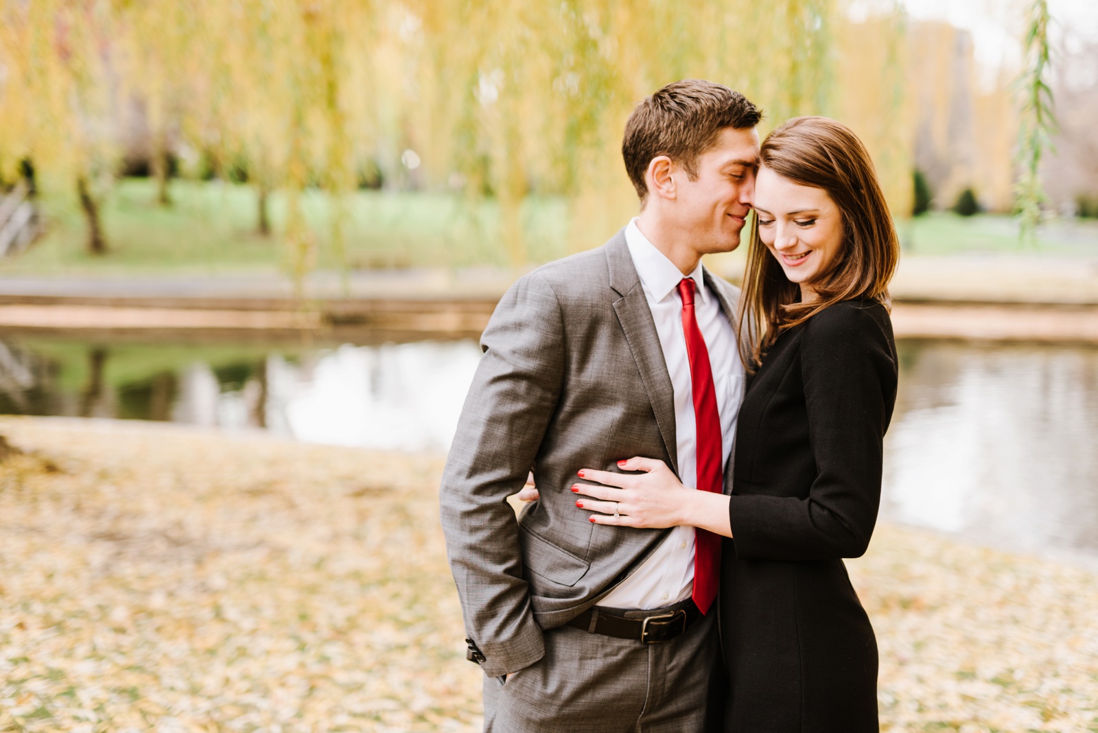 Classic Christmas Engagement Session in Beacon Hill & Boston Public Garden by Boston Wedding Photographer Annmarie Swift