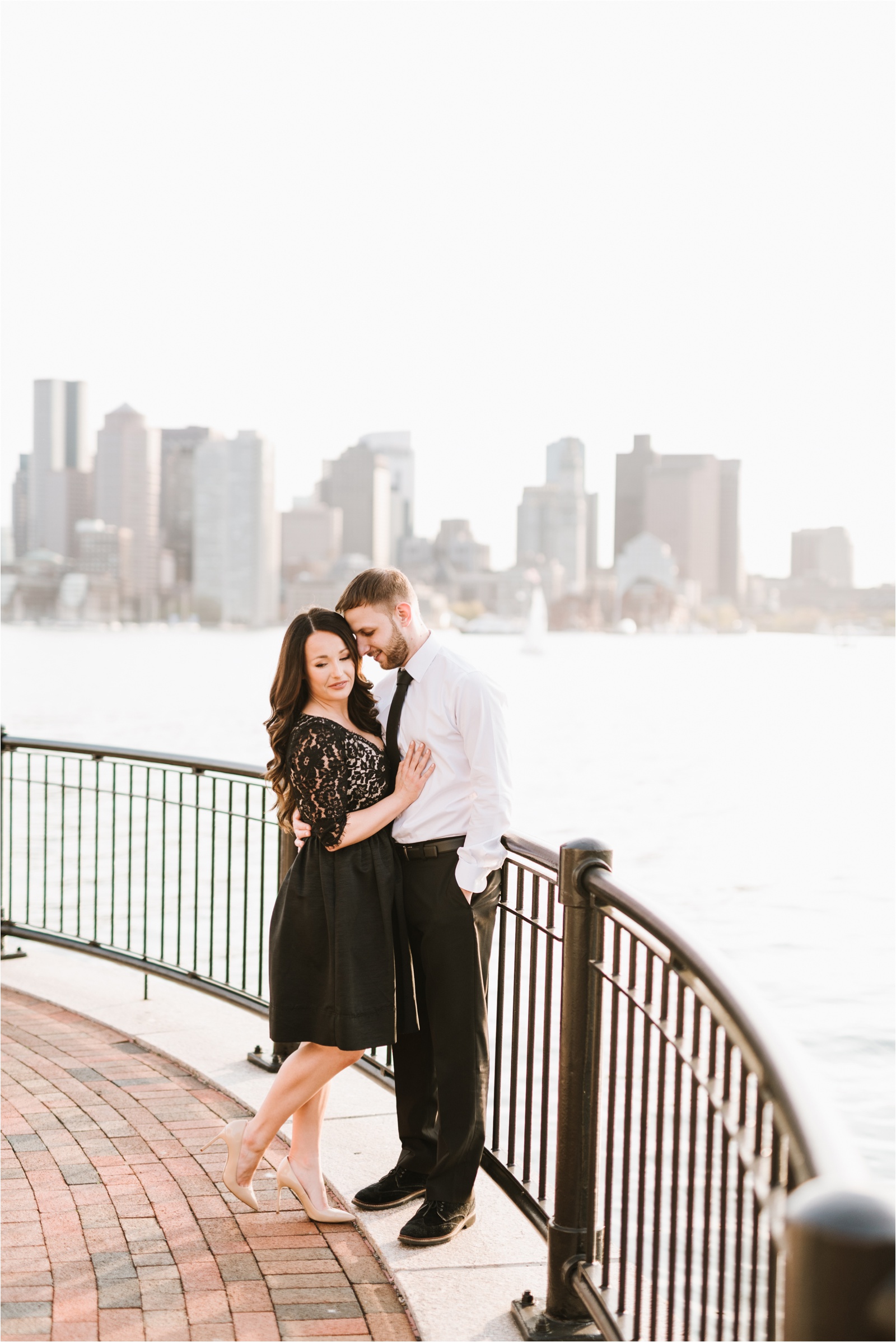 Formal Sunset Engagement Session at Piers Park in East Boston, MA by Boston Wedding Photographer Annmarie Swift