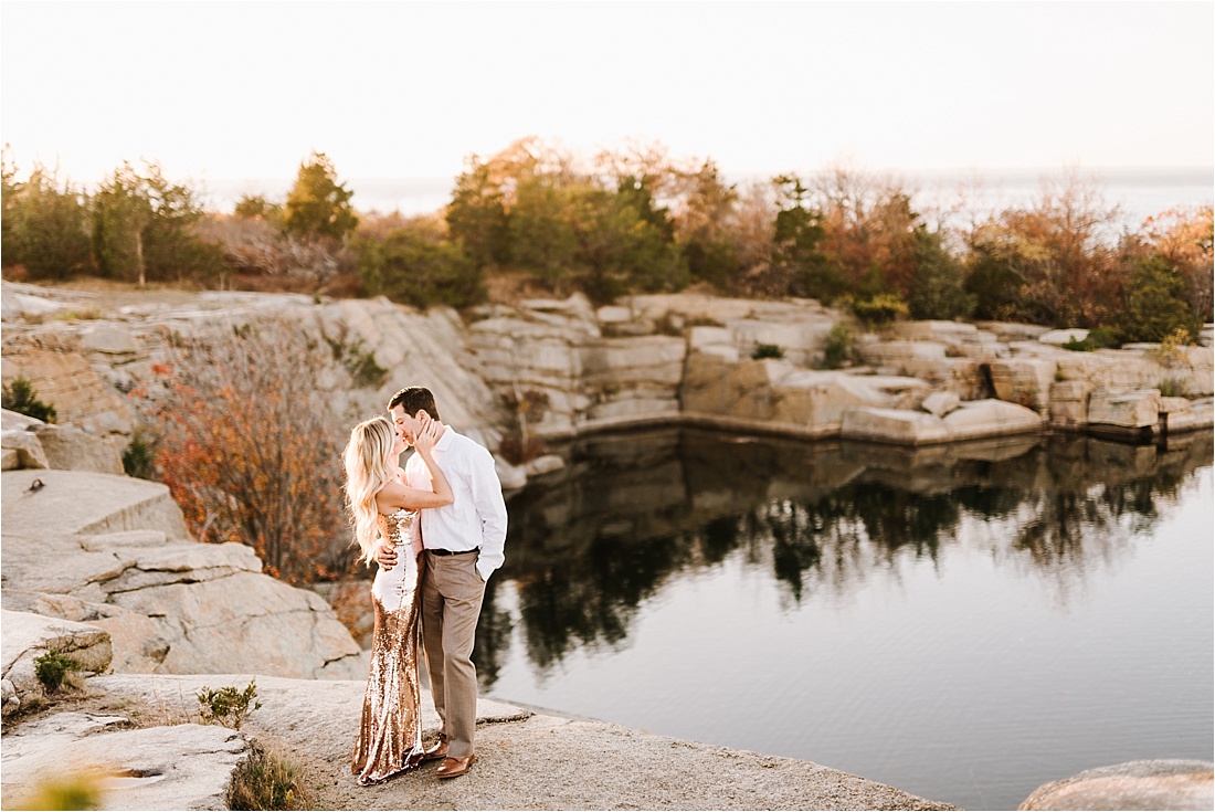 Sunset Engagement Session at the Halibut Point Stark Park Quarry by Boston Wedding Photographer Annmarie Swift