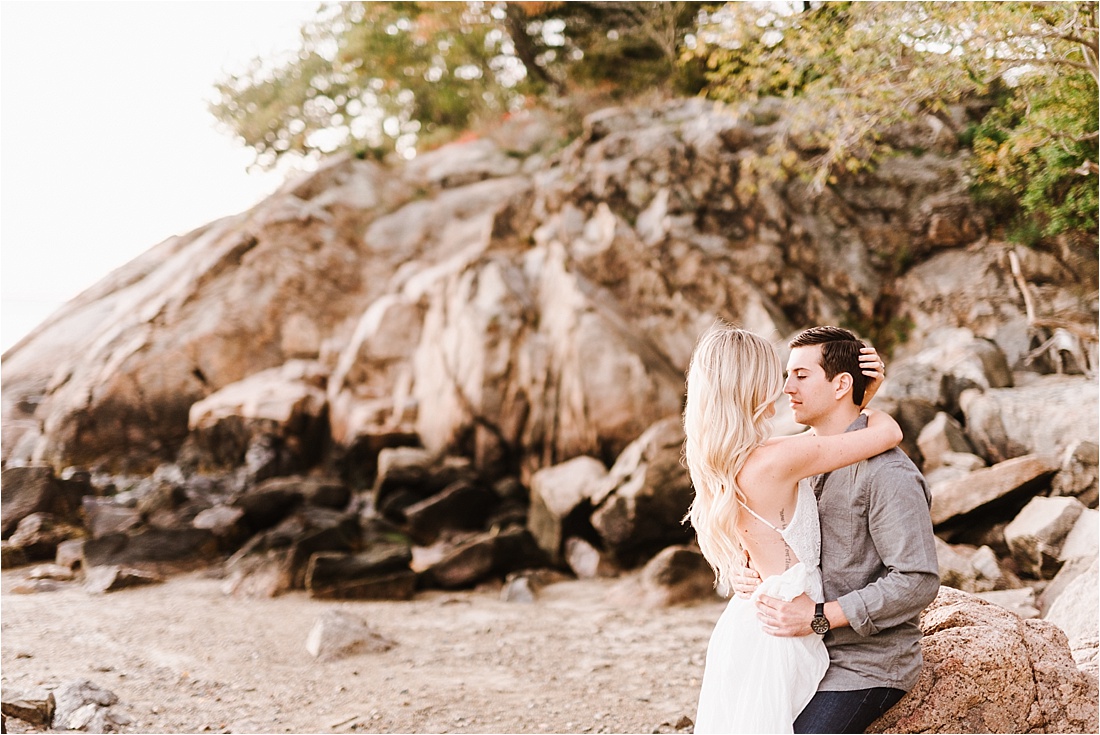 Romantic Sunset Engagement Session at Plum Cove in Gloucester, MA by Boston Wedding Photographer Annmarie Swift