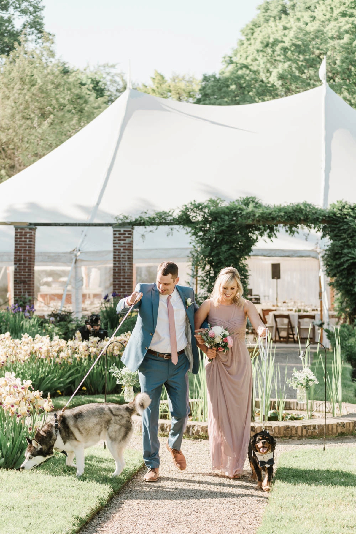 Garden Inspired Summer Wedding at Glen Magna Farms in Danvers, Massachusetts by Boston Wedding Photographer Annmarie Swift - Sunny ceremony in courtyard
