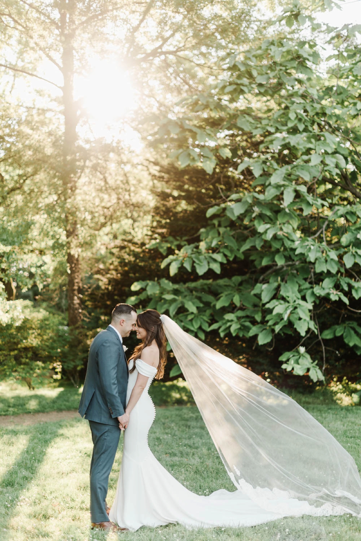 Garden Inspired Summer Wedding at Glen Magna Farms in Danvers, Massachusetts by Boston Wedding Photographer Annmarie Swift - Bride & groom portraits