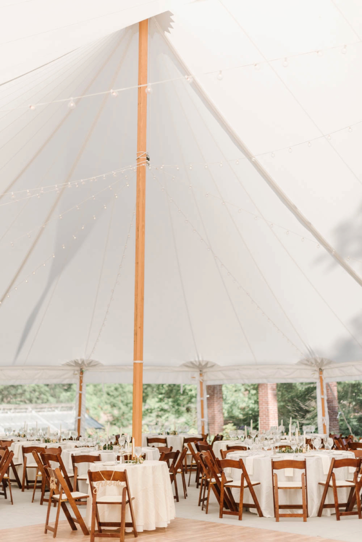 Garden Inspired Summer Wedding at Glen Magna Farms in Danvers, Massachusetts by Boston Wedding Photographer Annmarie Swift - Reception details in sail cloth tent 